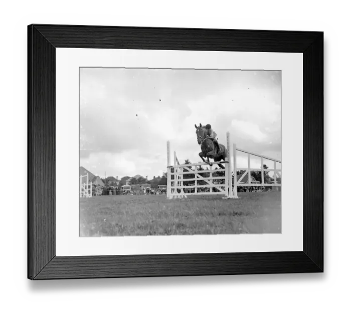Framed Print : Show Jumping at Westerham Show Hall in Kent. 1934 Framed Print : Show Jumping at Westerham Show Hall in Kent. 1934