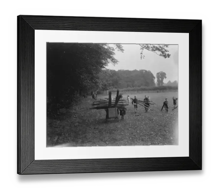 Framed Print : Children use prams to bring firewood from the woods in Sidcup, Kent Framed Print : Children use prams to bring firewood from the woods in Sidcup, Kent