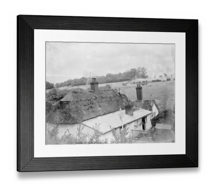 Framed Print : Thatching Perry Street cottages. 1935
