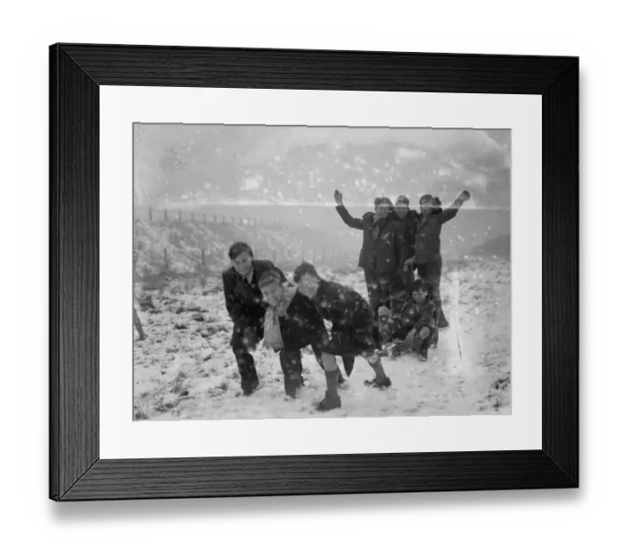 Framed Print : Boys enjoying the snow on Chislehurst Common on their toboggan. 1936 Framed Print : Boys enjoying the snow on Chislehurst Common on their toboggan. 1936