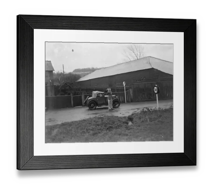 Framed Print : Speed limit signs in Longfield, Kent. 1939 Framed Print : Speed limit signs in Longfield, Kent. 1939