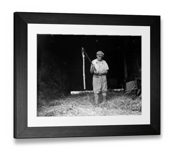 Framed Print : Jimmy Burrows and flail. 1935 Framed Print : Jimmy Burrows and flail. 1935