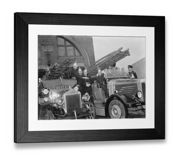 Framed Print : Sidcups new and old fire engines side by side 19 April 1937 Framed Print : Sidcups new and old fire engines side by side 19 April 1937