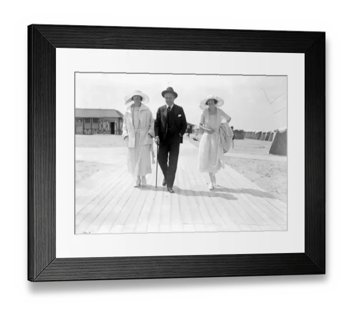 Framed Print : Lord and Lady Beaverbrook and Miss Drury at Deauville 14 August 1922 Framed Print : Lord and Lady Beaverbrook and Miss Drury at Deauville 14 August 1922