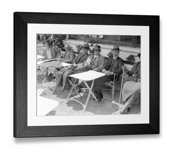 Framed Print : At Aix-Les-Bains Mr Bonar Law with Mr and Mrs Rudyard Kipling. 31 October 1923 Framed Print : At Aix-Les-Bains Mr Bonar Law with Mr and Mrs Rudyard Kipling. 31 October 1923