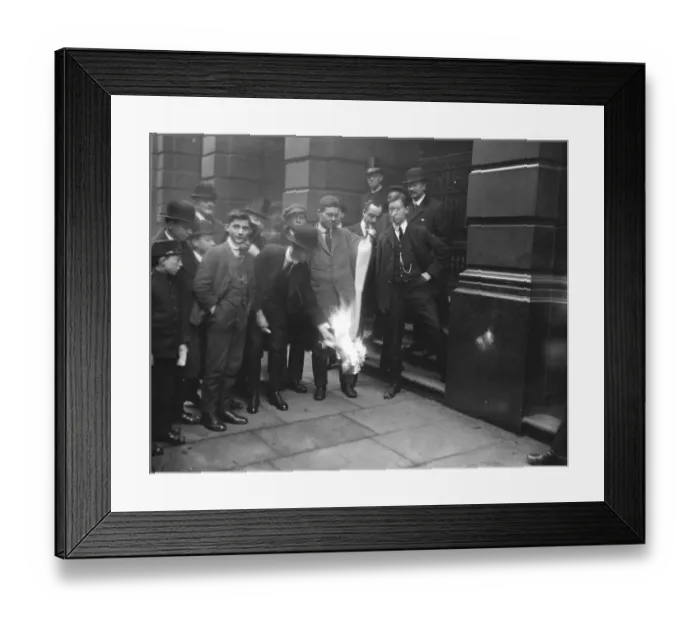Framed Print : Burning one of a bundle of German flags which fetched ?50 at the Baltic exchange 17 Framed Print : Burning one of a bundle of German flags which fetched ?50 at the Baltic exchange 17