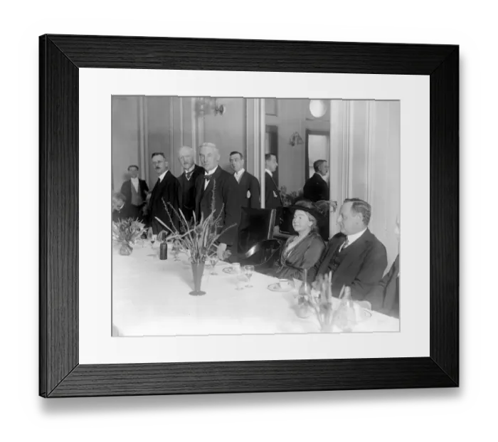 Framed Print : Taken for the daily news - Lunch to Mr Gardiner. left to right A, G. G, Major General Framed Print : Taken for the daily news - Lunch to Mr Gardiner. left to right A, G. G, Major General