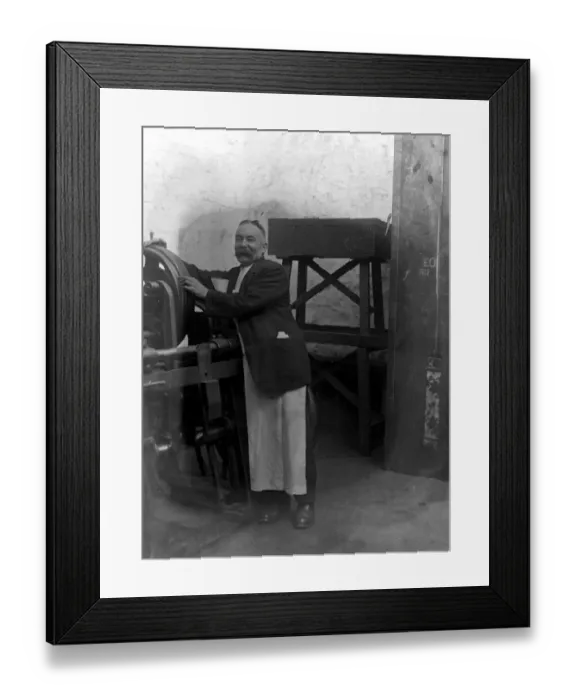 Framed Print : Lace making in Devon. Mr John Searle making Devon Tulle Lace at Tiverton. 5 November Framed Print : Lace making in Devon. Mr John Searle making Devon Tulle Lace at Tiverton. 5 November