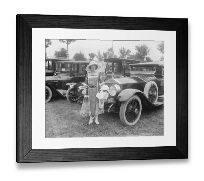 Framed Print : At Deauville Races. Lady Peek standing by her Rolls Royce. 11 August 1921 Framed Print : At Deauville Races. Lady Peek standing by her Rolls Royce. 11 August 1921