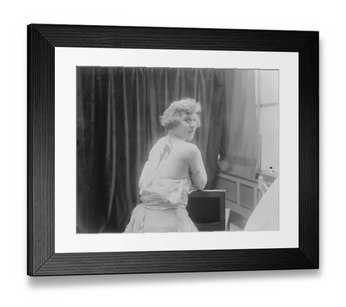 Framed Print : Fashions Latest Craze Miss Mona Vivian with her pet cat painted on her shoulder Framed Print : Fashions Latest Craze Miss Mona Vivian with her pet cat painted on her shoulder