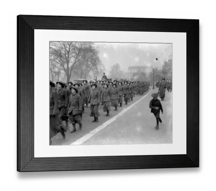 Framed Print : Route March of the Women Volunteer Reserve. 1914 - 1918