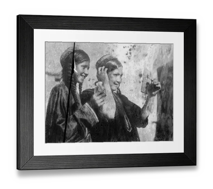 Framed Print : Eternal feminine. Wearing the picturesque national dress and with long dark plaits Framed Print : Eternal feminine. Wearing the picturesque national dress and with long dark plaits