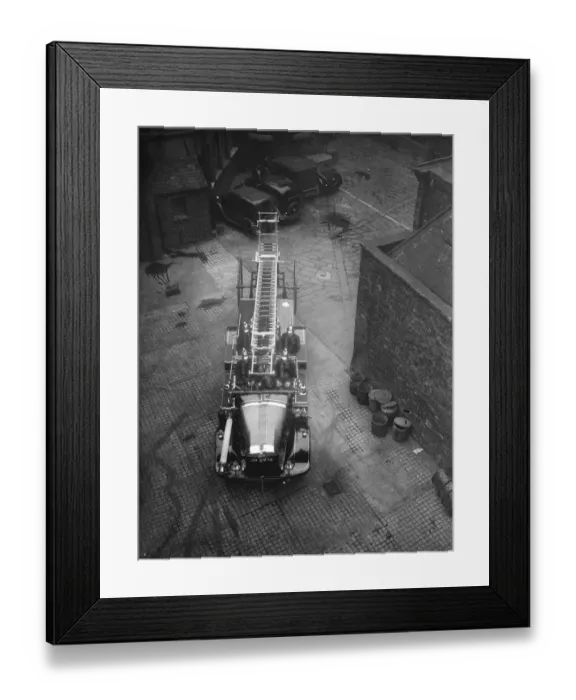 Framed Print : West Ham fire engine like a motor coach. A new fire engine in the front of which Framed Print : West Ham fire engine like a motor coach. A new fire engine in the front of which