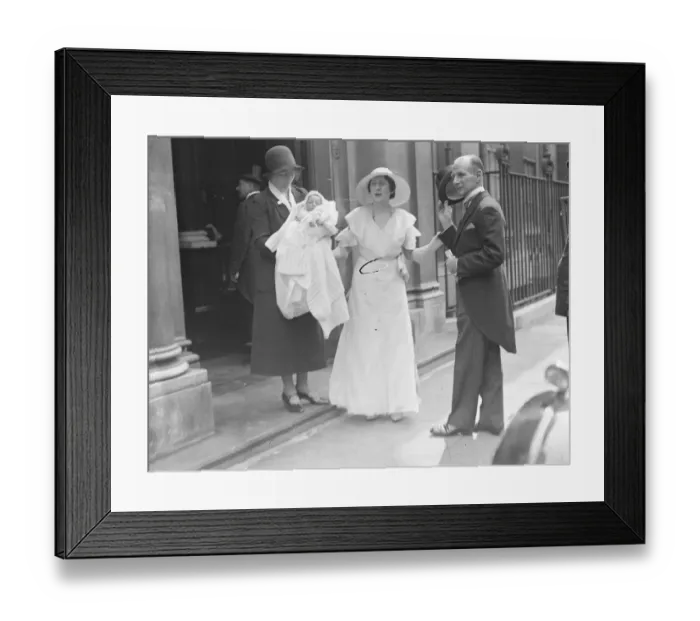 Framed Print : Lady Aberconway and her infant son Christopher Maclaren after the latters christening