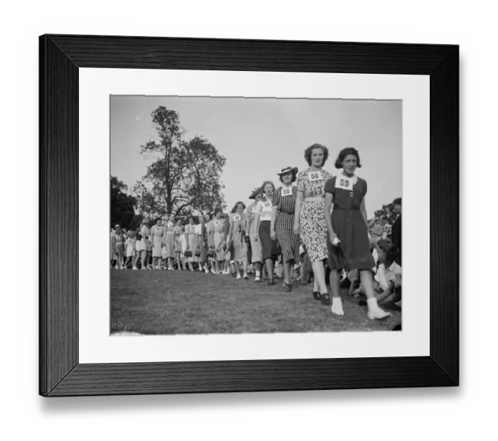 Framed Print : Sidcup jubilee homes fete. The girls beauty parade. 1938 Framed Print : Sidcup jubilee homes fete. The girls beauty parade. 1938