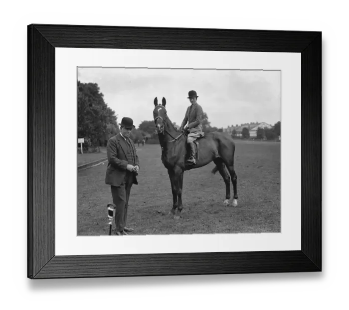 Framed Print : At the Ranelagh Horse and Polo Pony Show. Captain Hance with his daughter, Miss Jackie Hance Framed Print : At the Ranelagh Horse and Polo Pony Show. Captain Hance with his daughter, Miss Jackie Hance