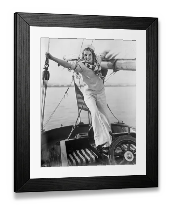 Framed Print : Sailorette. Miss Helen Kaiser, the Hollywood film actress, aboard Highlander Framed Print : Sailorette. Miss Helen Kaiser, the Hollywood film actress, aboard Highlander