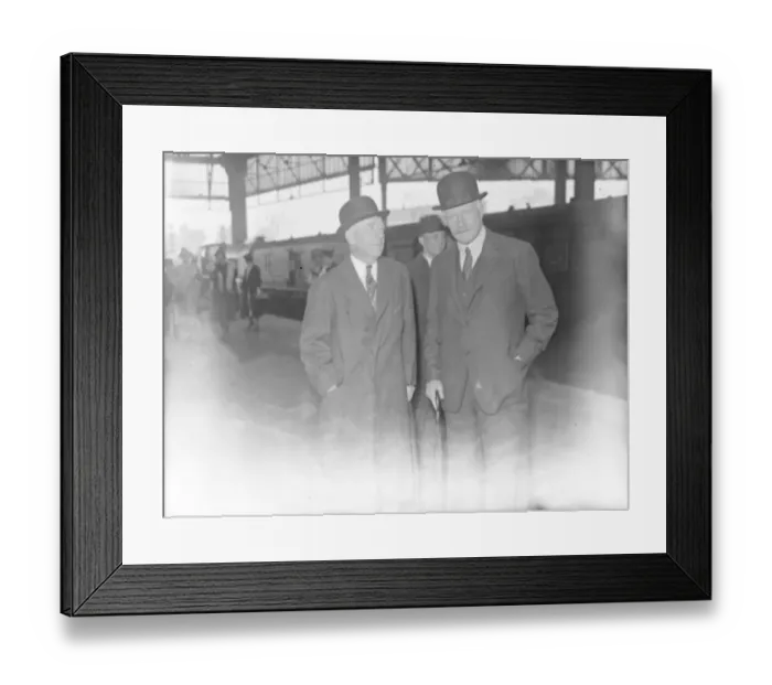 Framed Print : Thomas Lamont ( left ), famous American banker, arrives. A partner in the J P Framed Print : Thomas Lamont ( left ), famous American banker, arrives. A partner in the J P