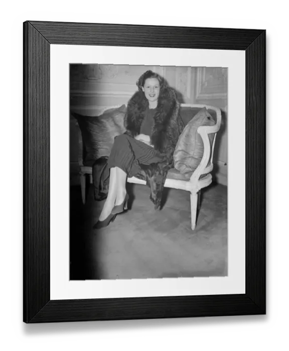 Framed Print : Prettiest girl in Germany visits London engaged to a Spanish millionaire. Known