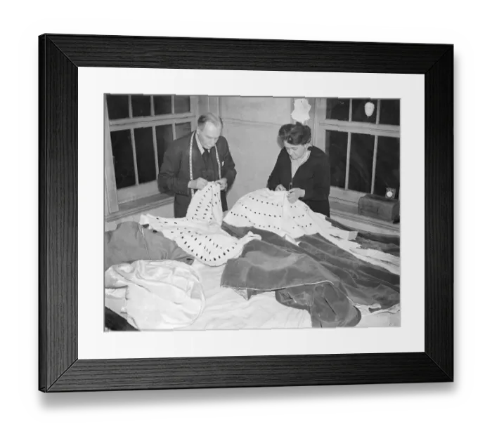 Framed Print : Peers robes for Coronation made in London. Handwoven velvet and ermine - cost ?200 Framed Print : Peers robes for Coronation made in London. Handwoven velvet and ermine - cost ?200