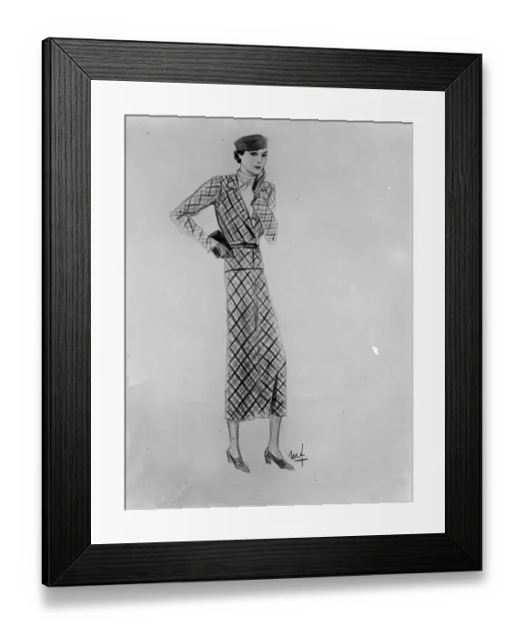 Framed Print : Drawing of Princess Marinas trousseau by Molyneux - afternoon ensemble. 26 Framed Print : Drawing of Princess Marinas trousseau by Molyneux - afternoon ensemble. 26