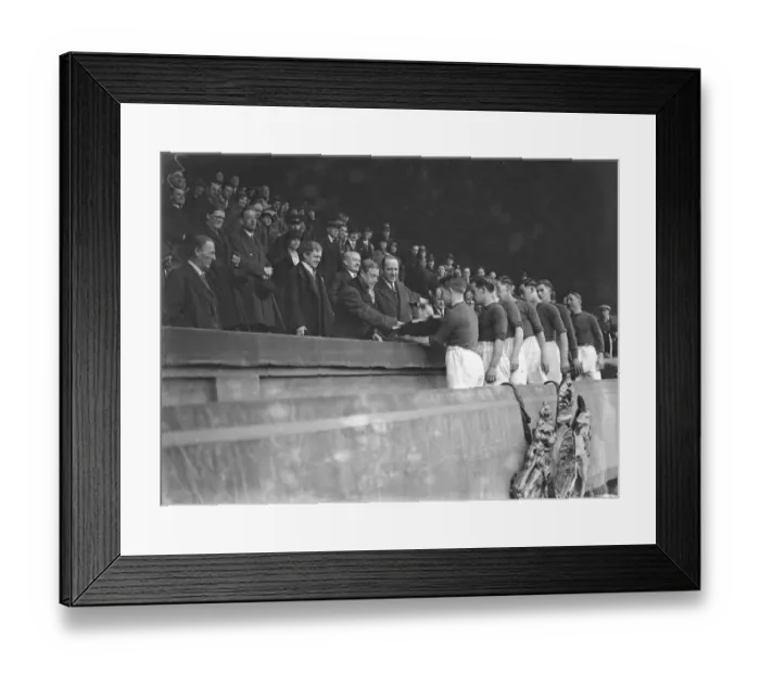 Framed Print : The Prince of Wales attends a football match between unemployed teams at Wembley stadium Framed Print : The Prince of Wales attends a football match between unemployed teams at Wembley stadium