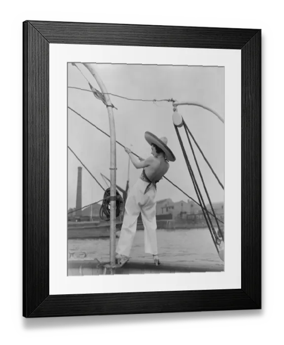 Framed Print : Scenes on board showboat on Thames. Mannequins displaying beach wear Framed Print : Scenes on board showboat on Thames. Mannequins displaying beach wear