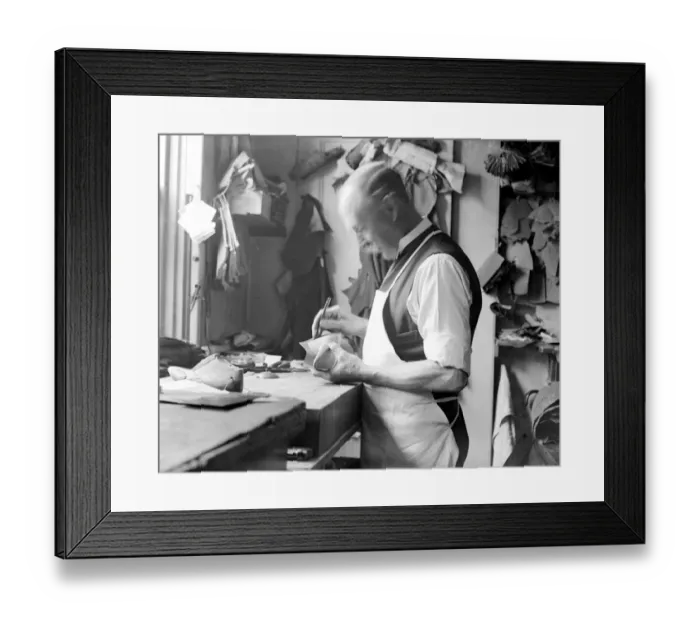 Framed Print : Making of wooden shoe lasts ( W. H. Smith, Sloane Street ). The uppers of shoes Framed Print : Making of wooden shoe lasts ( W. H. Smith, Sloane Street ). The uppers of shoes