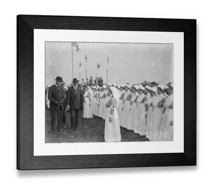 Framed Print : On the Grass of Drumbeg Sir Edward Carson Inspecting the Red Cross Nurses Framed Print : On the Grass of Drumbeg Sir Edward Carson Inspecting the Red Cross Nurses
