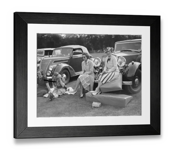 Framed Print : Watching the polo at Cowdray Park, Sussex, Miss Georgina Wernher and her mother Framed Print : Watching the polo at Cowdray Park, Sussex, Miss Georgina Wernher and her mother
