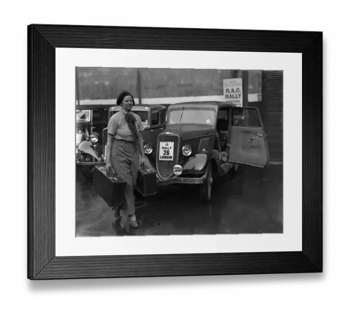 Framed Print : The RAC Bournemouth Rally. Miss Joan Weekes with her luggage. 1934 Framed Print : The RAC Bournemouth Rally. Miss Joan Weekes with her luggage. 1934