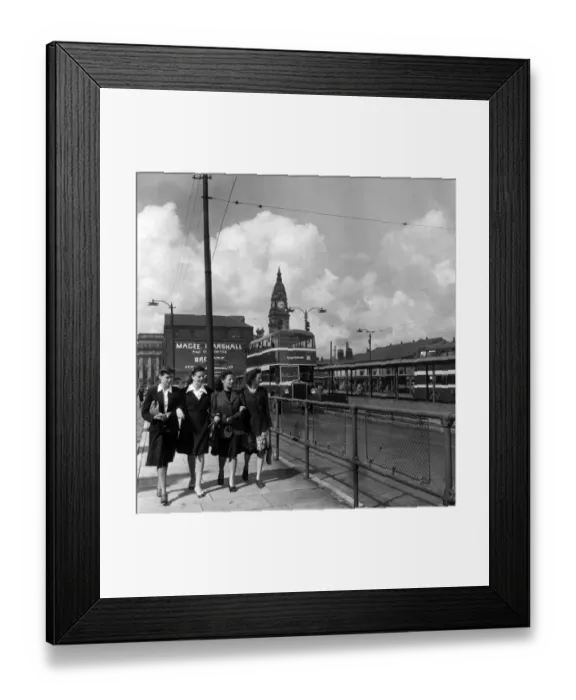 Framed Print : Austrian mill workers The four Austrian girls who have come to take jobs in Lancashaire
