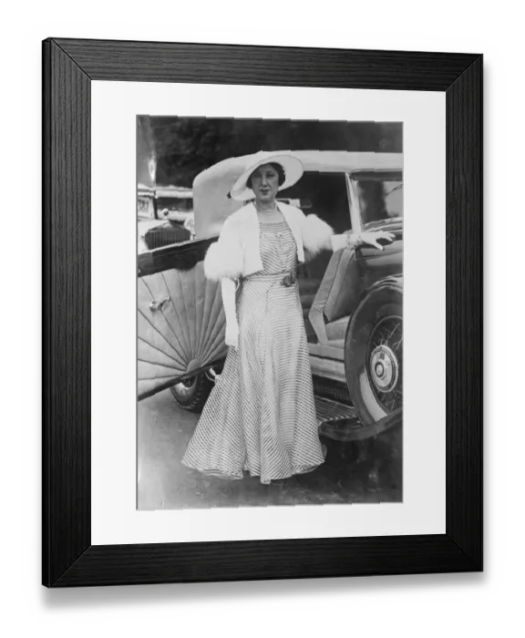 Framed Print : Striped organdie at Paris Concours D Elegance. The annual display of deluxe cars Framed Print : Striped organdie at Paris Concours D Elegance. The annual display of deluxe cars