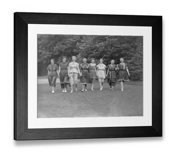 Framed Print : Guests wear bathing costumes of the 19 century at London party. At a party given