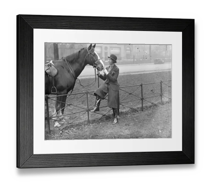 Framed Print : New habit for lady riders seen in Rotten Row. A new habit has been designed, where Framed Print : New habit for lady riders seen in Rotten Row. A new habit has been designed, where