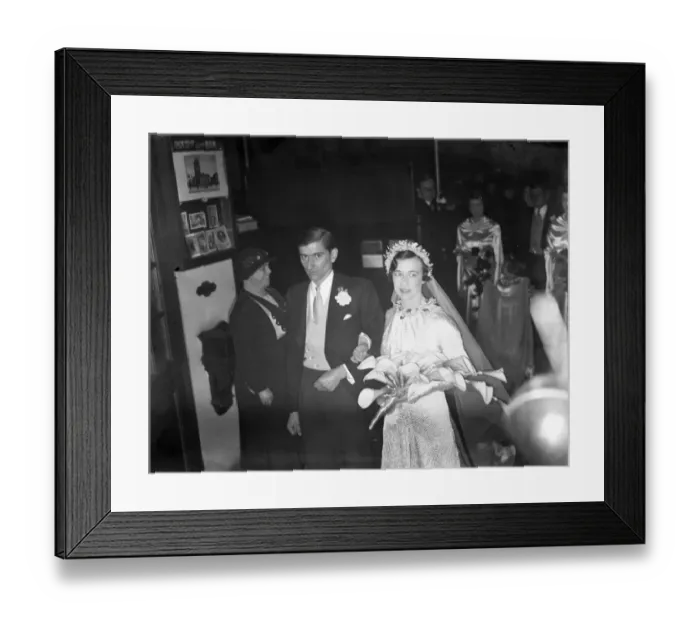 Framed Print : Wedding of Dr Mervyn Jeffry Ingram and Miss Joan Dupen at Chelsea Old Church, London Framed Print : Wedding of Dr Mervyn Jeffry Ingram and Miss Joan Dupen at Chelsea Old Church, London