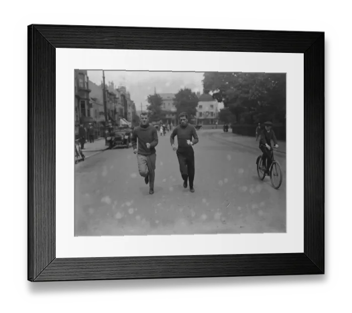 Framed Print : Young Ahearn training at Brighton with his trainer Cram Framed Print : Young Ahearn training at Brighton with his trainer Cram
