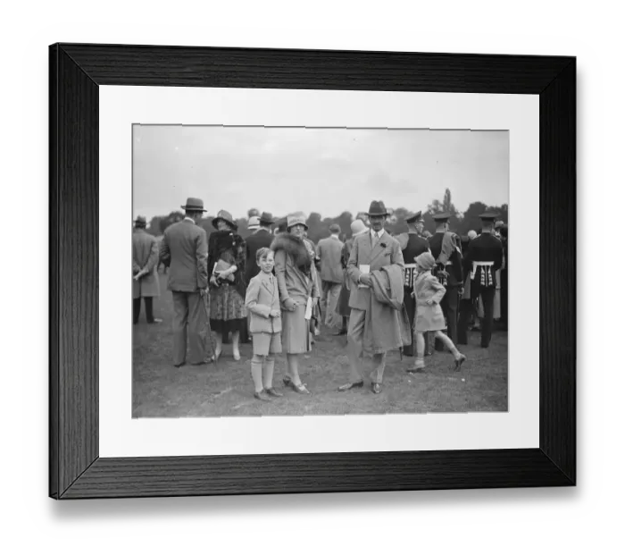 Framed Print : At the Roehampton Pony Gymkhana - Lady Zia Richardson and her son Alex with Major Framed Print : At the Roehampton Pony Gymkhana - Lady Zia Richardson and her son Alex with Major