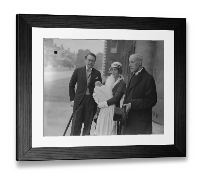 Framed Print : The Hon Lancelot and Mrs Joynson Hicks and their infant son after his christening Framed Print : The Hon Lancelot and Mrs Joynson Hicks and their infant son after his christening