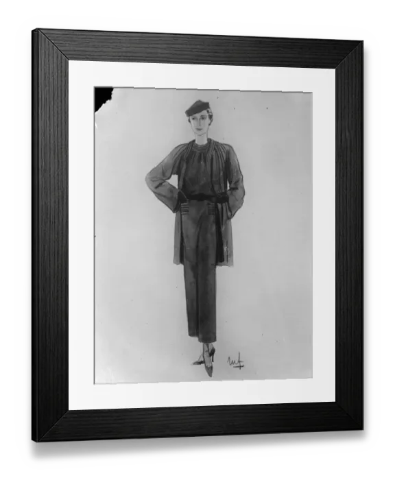 Framed Print : Drawing of Princess Marinas trousseau by Molyneux - afternoon ensemble. 26 Framed Print : Drawing of Princess Marinas trousseau by Molyneux - afternoon ensemble. 26