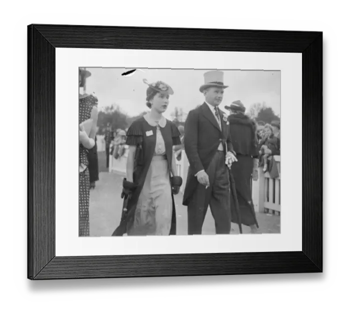 Framed Print : Unusual hat at Ascot. An unusual hat which aroused much interest on the second day at Ascot