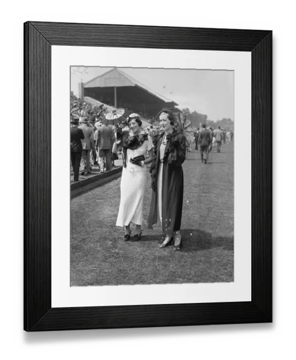 Framed Print : Parasols and fashions at Hurlingham. Two fashionable women spectators at Hurlingham Framed Print : Parasols and fashions at Hurlingham. Two fashionable women spectators at Hurlingham