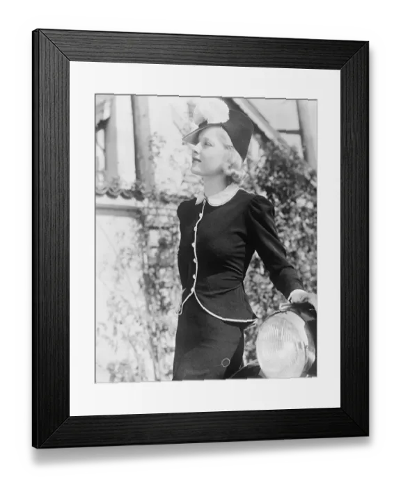 Framed Print : Mary Carlisle, the Hollywood film actress, wearing a new two-piece model of crepe Framed Print : Mary Carlisle, the Hollywood film actress, wearing a new two-piece model of crepe