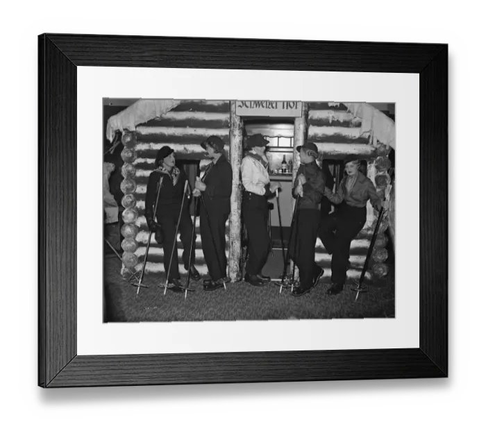 Framed Print : Winter sports costumes at Harrods Department store. 7 November 1934 Framed Print : Winter sports costumes at Harrods Department store. 7 November 1934