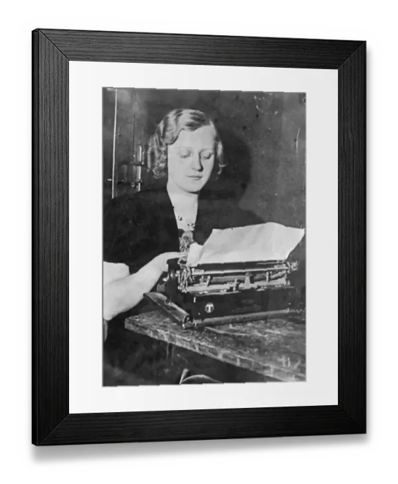 Framed Print : Viennas most beautiful typist. Fraulein Mary Pech who has been selected as Vienna Framed Print : Viennas most beautiful typist. Fraulein Mary Pech who has been selected as Vienna