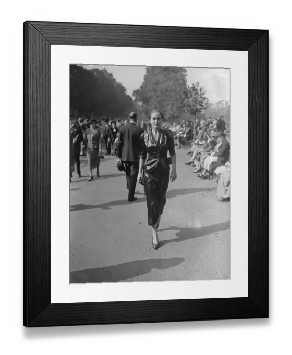 Framed Print : Shining fashion in the Park. Black Cira (waxed silk) fashion scene in the sunny Hyde Park today Framed Print : Shining fashion in the Park. Black Cira (waxed silk) fashion scene in the sunny Hyde Park today