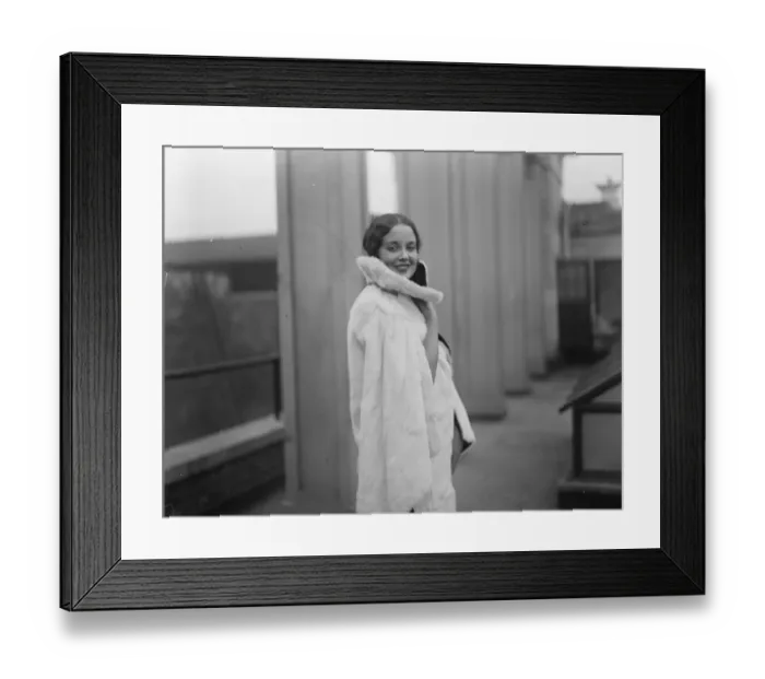 Framed Print : Miss Peggy Lamont, Englands most beautiful girl, in latest ermine cape cloak Framed Print : Miss Peggy Lamont, Englands most beautiful girl, in latest ermine cape cloak