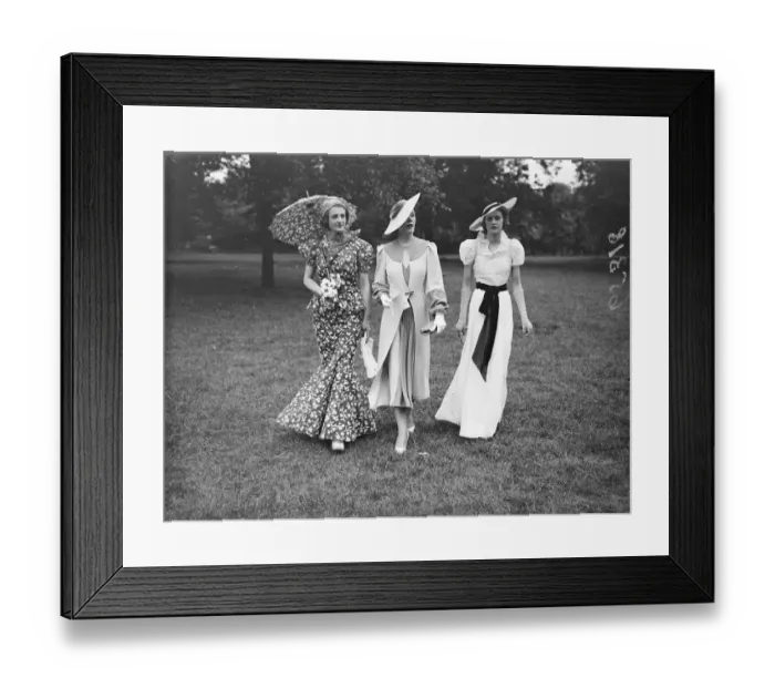 Framed Print : Fashions for Ascot. Three of the exquisite addresses which will be seen on the course when Ascot Framed Print : Fashions for Ascot. Three of the exquisite addresses which will be seen on the course when Ascot