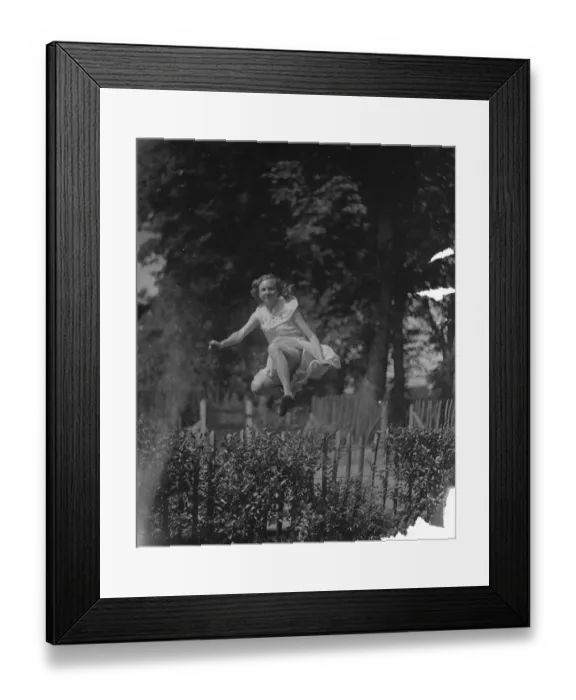 Framed Print : Miss D Topham jumping. 1935 Framed Print : Miss D Topham jumping. 1935