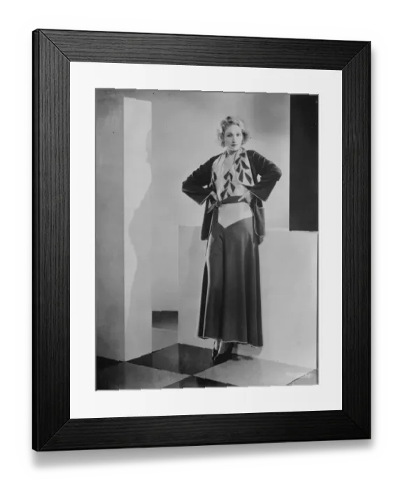 Framed Print : winter fashion Miss Edwina Booth, the film star, in the pyjama suits which will